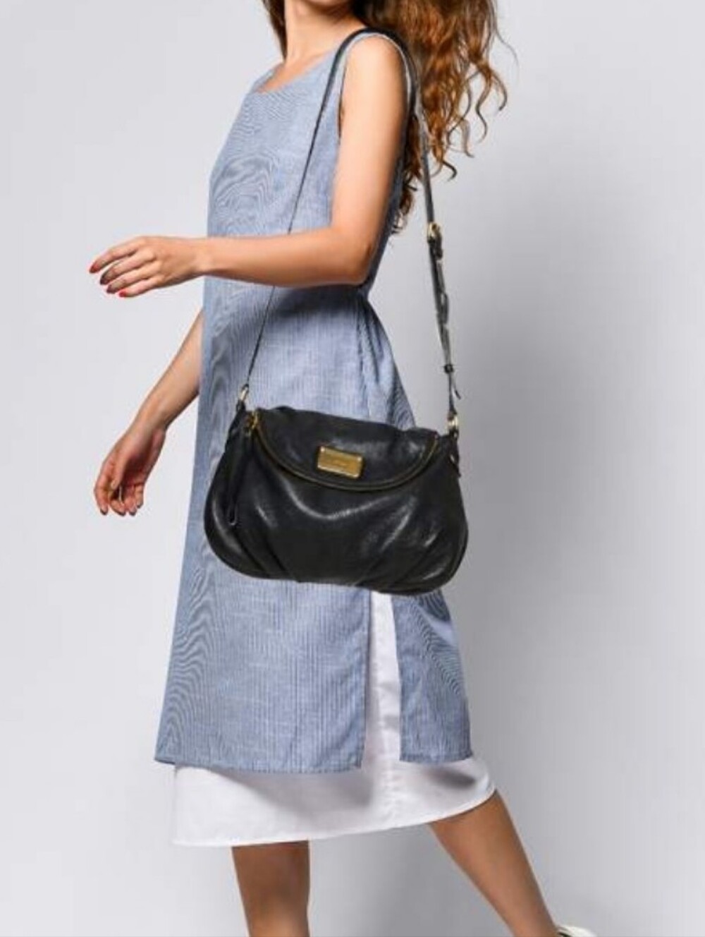 Marc Jacobs Natasha Leather Crossbody Bag with Gold Hardware